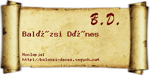 Balázsi Dénes névjegykártya